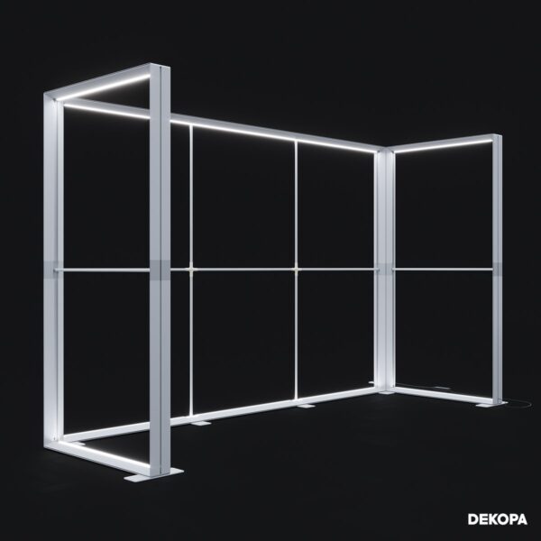 300x230 cm DS Lightbox seti, fuar standı için modüler ışıklı panel sistemi – kolay kurulum