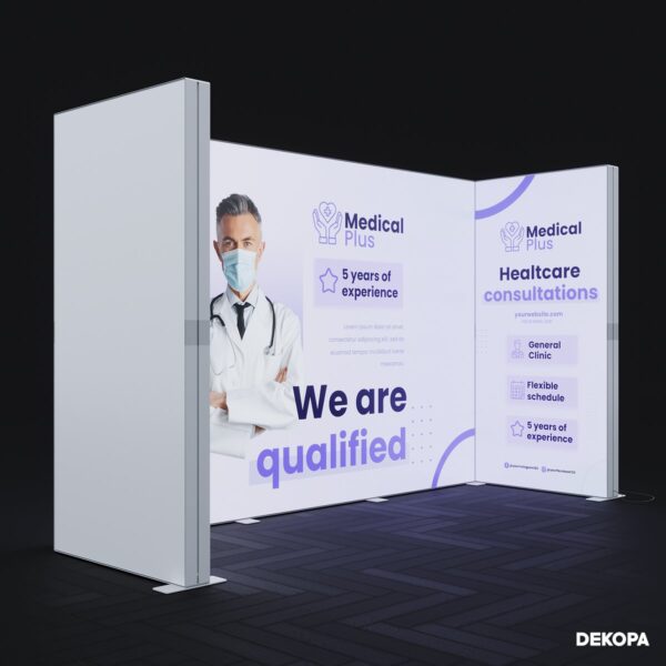300x230 cm DS Lightbox seti, fuar standı için modüler ışıklı panel sistemi – kolay kurulum