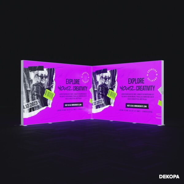 300x230 cm lightbox stand, Altekma Amerika fuarı için hazırlanan 9m2 modüler set
