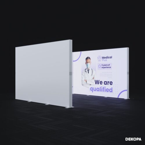 400x230 cm LED ışıklı modüler pano – kurumsal tanıtım standları için çözüm