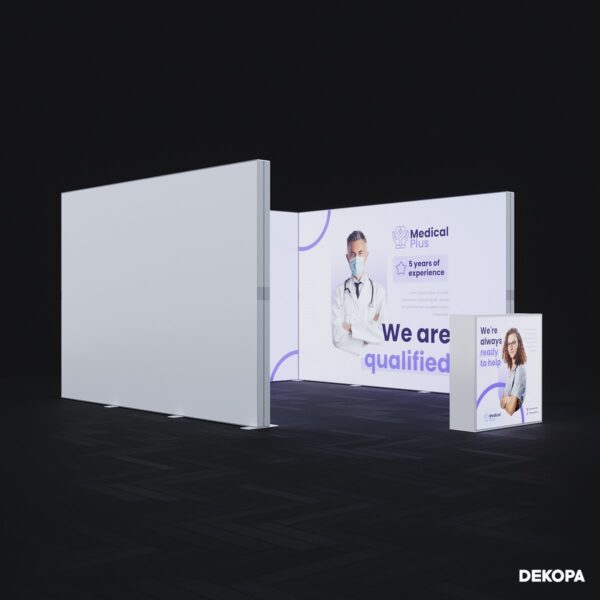 400x230 cm LED ışıklı modüler pano – kurumsal tanıtım standları için çözüm