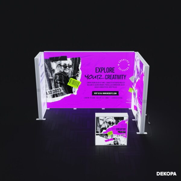 300x230 cm DS Lightbox seti, fuar standı için modüler ışıklı panel sistemi – kolay kurulum