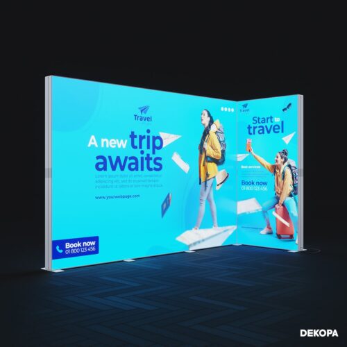 300x230 cm DS Lightbox seti, fuar standı için modüler ışıklı panel sistemi – kolay kurulum