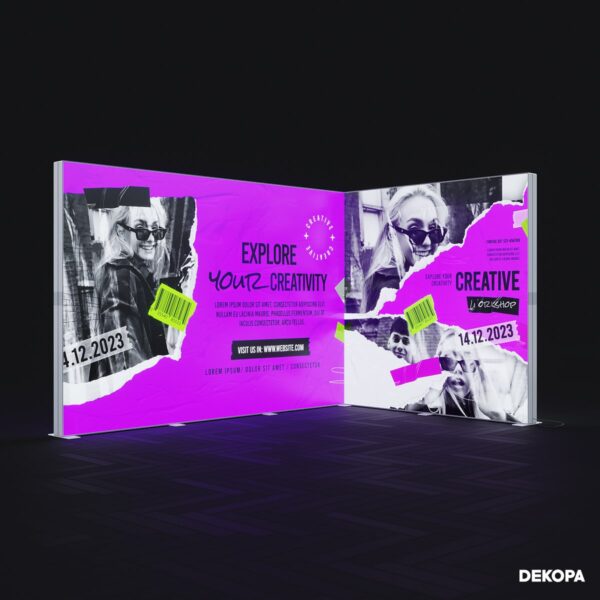 300x230 cm DS Lightbox seti, fuar standı için modüler ışıklı panel sistemi – kolay kurulum