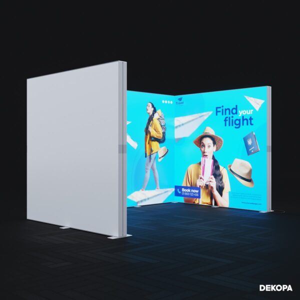 300x230 cm DS Lightbox seti, fuar standı için modüler ışıklı panel sistemi – kolay kurulum