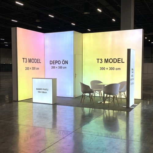 15 m² 2 Cephe Kapalı T3 Modüler fuar Standı  – Set 25