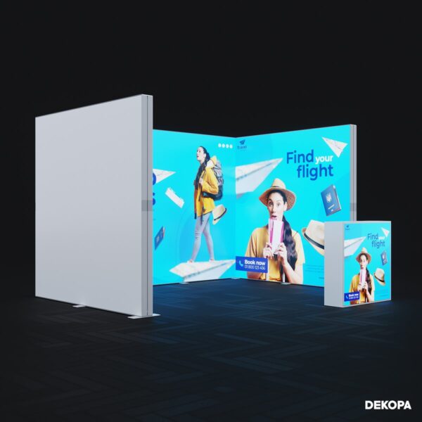 300x230 cm DS Lightbox seti, fuar standı için modüler ışıklı panel sistemi – kolay kurulum