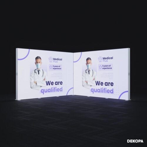 300x230 cm lightbox stand, Altekma Amerika fuarı için hazırlanan 9m2 modüler set