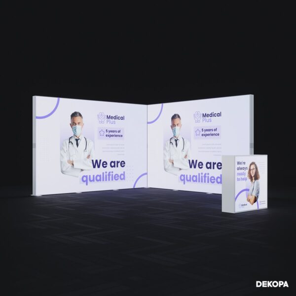300x230 cm lightbox stand, Altekma Amerika fuarı için hazırlanan 9m2 modüler set