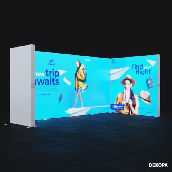 400x230 cm dikey DS lightbox, modüler stantlar için UV baskılı ışıklı sistem çözümü