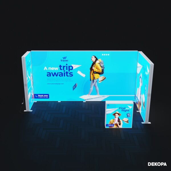 400x230 cm dikey DS lightbox, modüler stantlar için UV baskılı ışıklı sistem çözümü