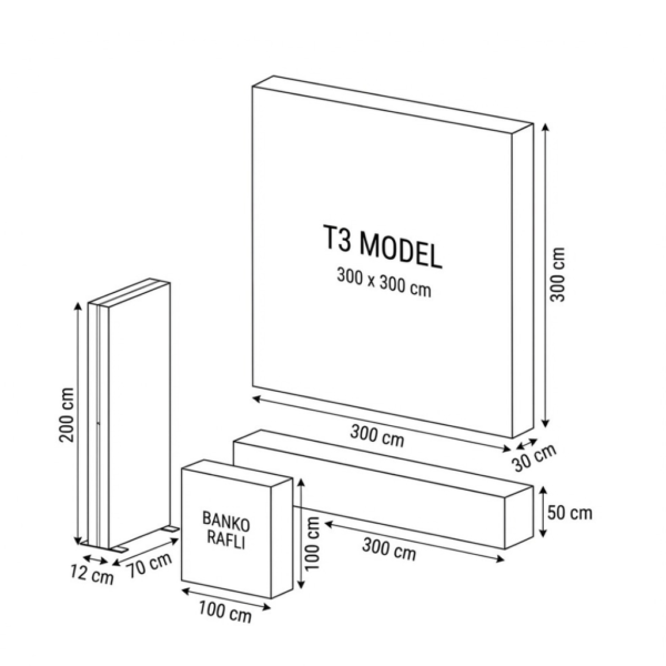 6 m² (300×200 cm) T3 Modüler Fuar Standı Tek Cephe Kapalı – Set 16