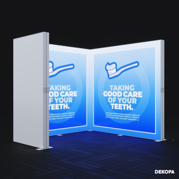 300x230 cm DS Lightbox seti, fuar standı için modüler ışıklı panel sistemi – kolay kurulum
