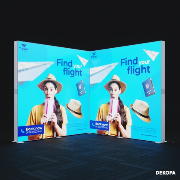200x230 cm modüler lightbox, taşınabilir LED fuar paneli, DS stand sistemleri ile uyumlu