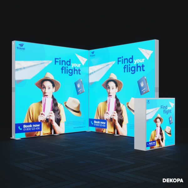 200x230 cm modüler lightbox, taşınabilir LED fuar paneli, DS stand sistemleri ile uyumlu