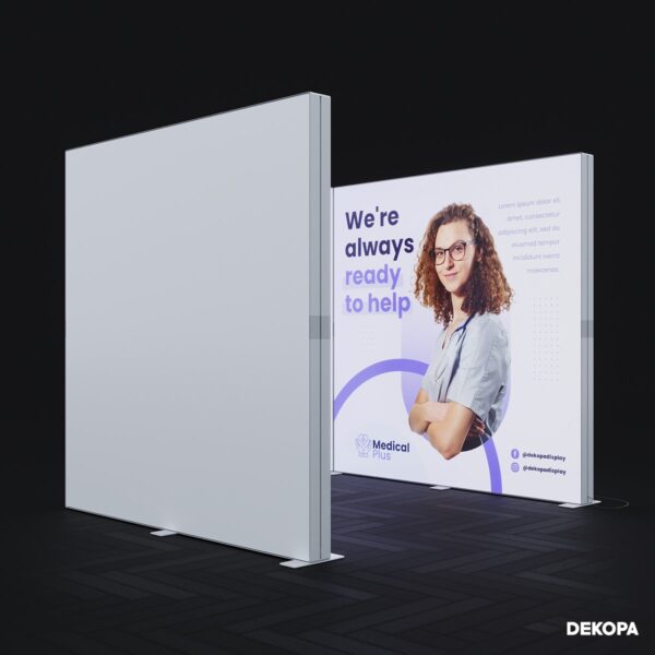 200x230 cm modüler lightbox, taşınabilir LED fuar paneli, DS stand sistemleri ile uyumlu