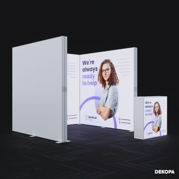 200x230 cm modüler lightbox, taşınabilir LED fuar paneli, DS stand sistemleri ile uyumlu
