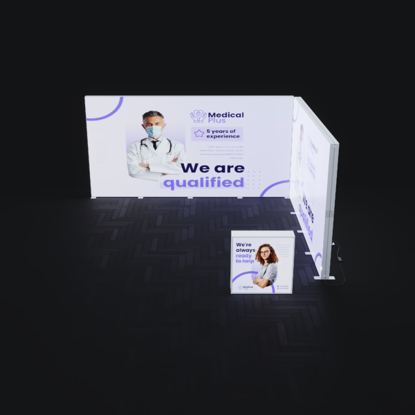 300x230 cm DS Lightbox seti, fuar standı için modüler ışıklı panel sistemi – kolay kurulum